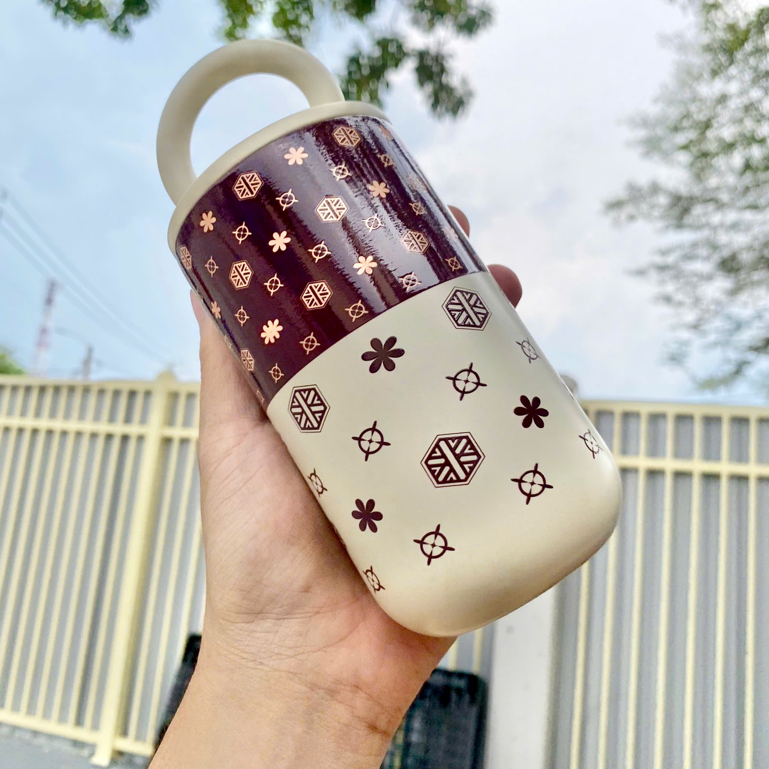[50] Ly Giữ Nhiệt Hình Trụ HOẠT HÌNH Có Quai Xách 500ml