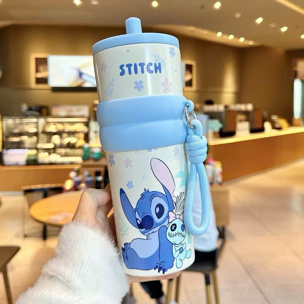 [50] Ly Giữ Nhiệt Hoạt Hình Đai Silicon 710ml