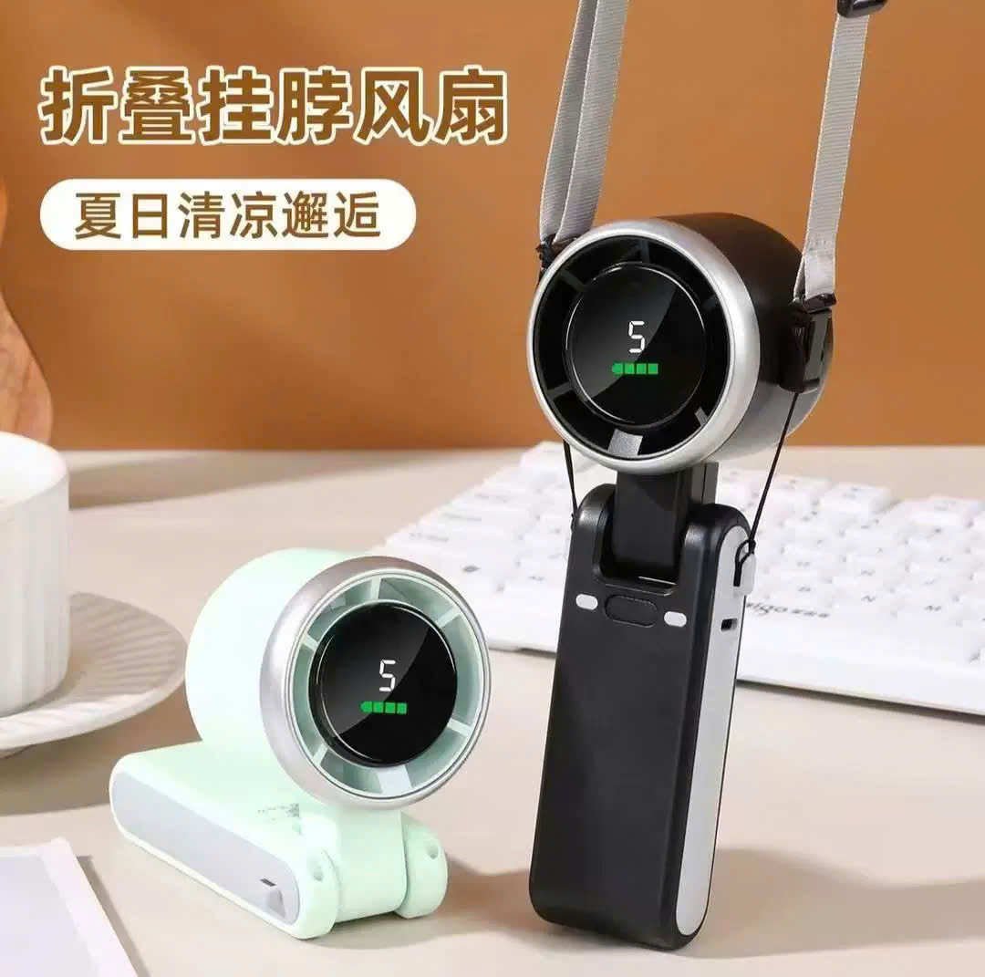 [50] Quạt Cầm Tay Gập Có Dây Đeo Cổ VMF07