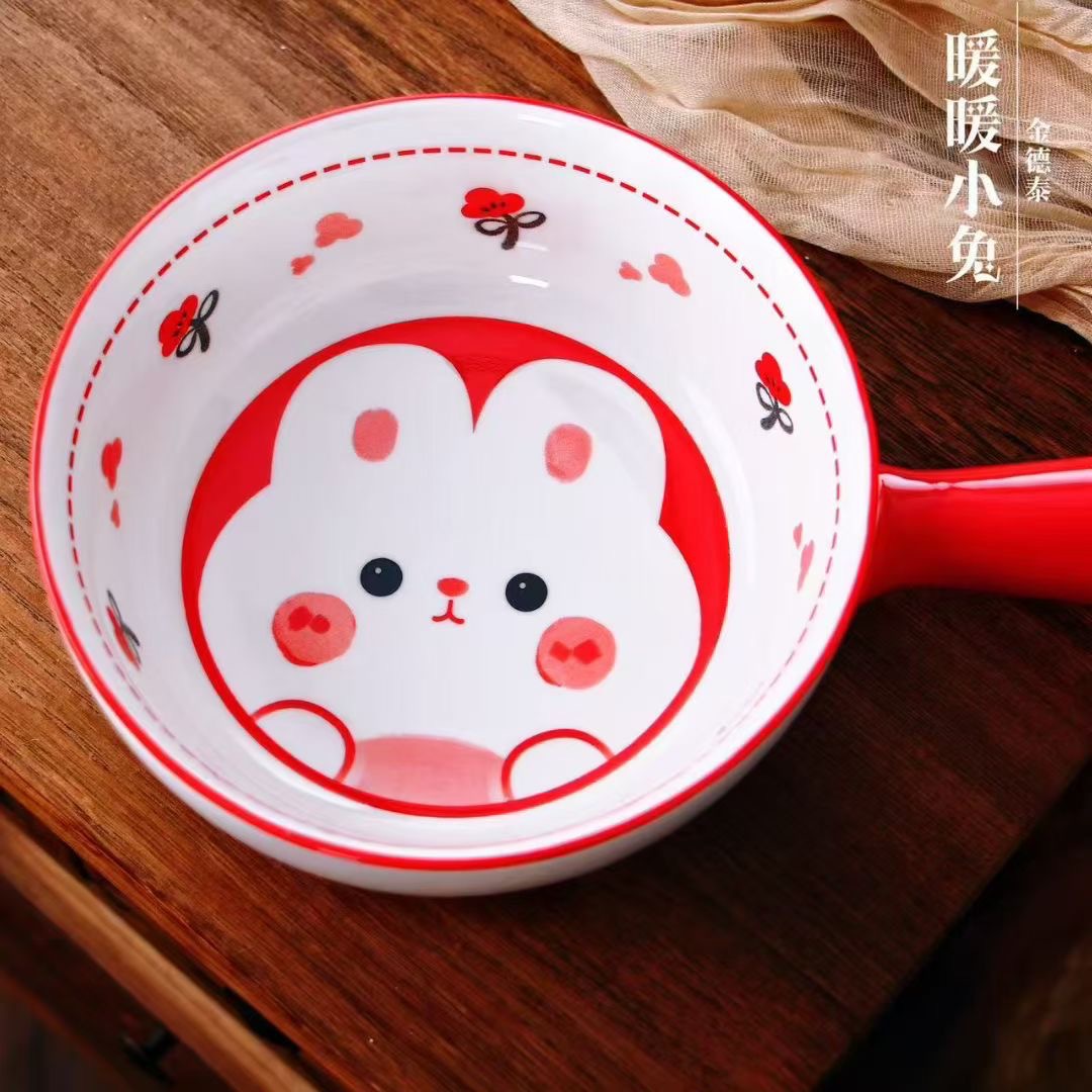 [56] Thố Sứ 8inch Có Tay Cầm MIX MẪU