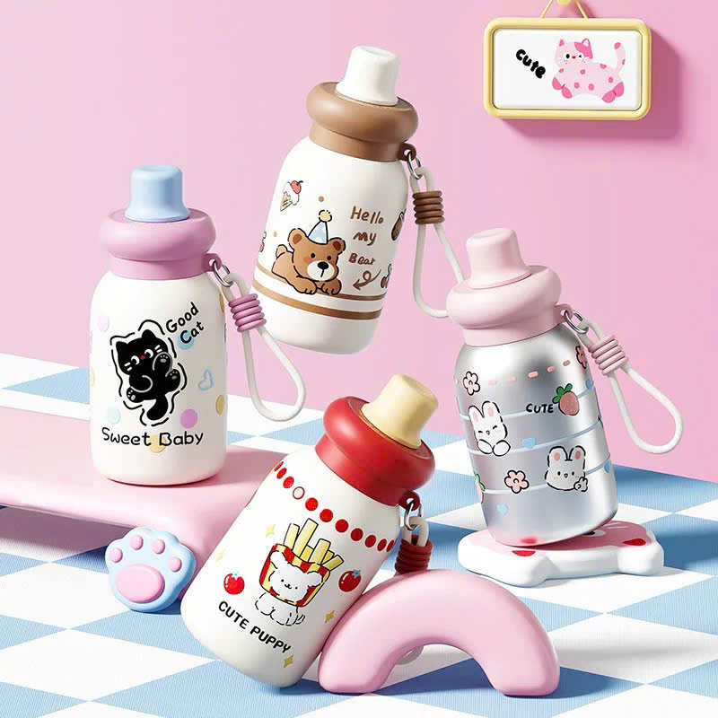 [60] Bình Giữ Nhiệt HOẠT HÌNH Có Dây Xách 400ml