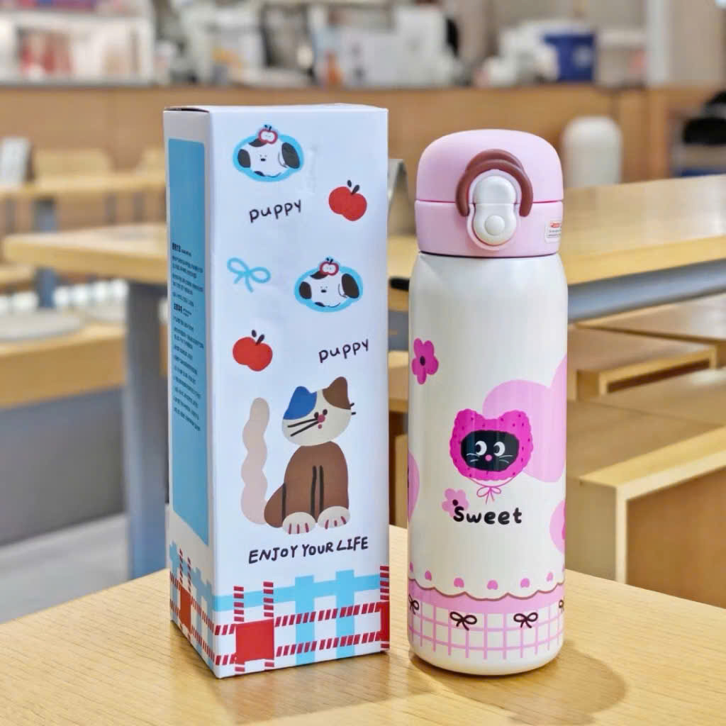 [60] Bình Giữ Nhiệt HOẠT HÌNH Móc Xách 500ml