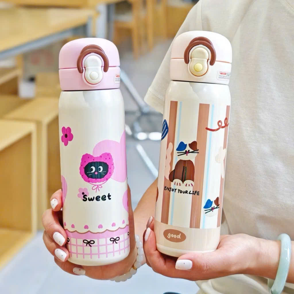 [60] Bình Giữ Nhiệt HOẠT HÌNH Móc Xách 500ml