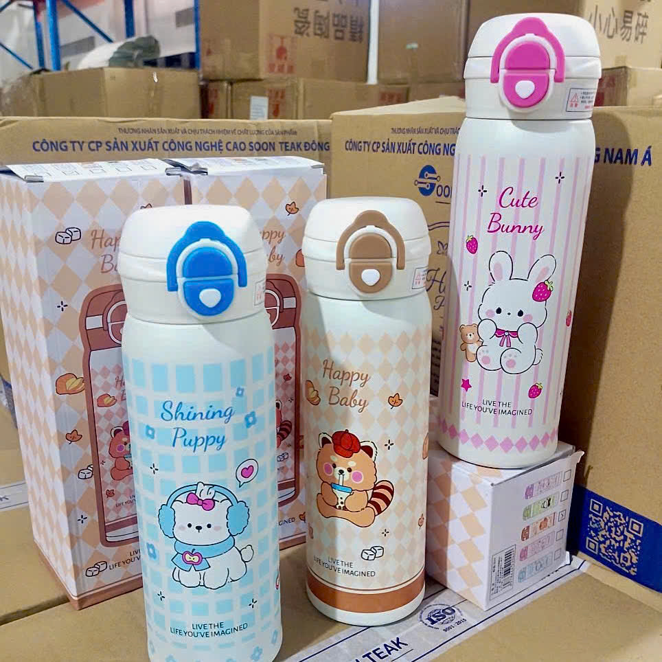 [60] Bình Giữ Nhiệt HOẠT HÌNH Móc Xách 500ml