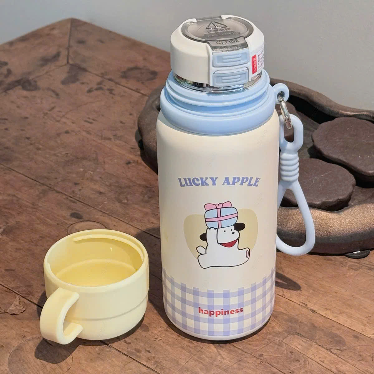 [60] Bình Giữ Nhiệt Kèm Cốc Có Dây Xách LUCKY 500ml