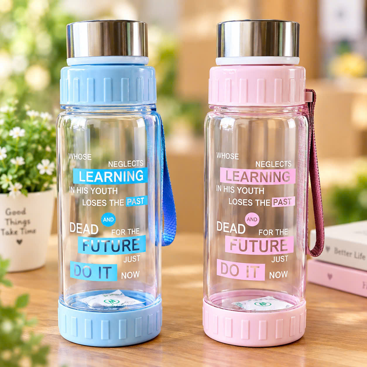 [60] Bình Nước Nhựa NẮP INOX Có Dây Xách 680ml