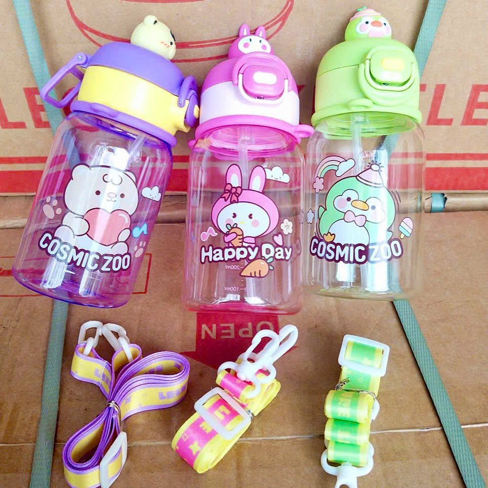 [60] Bình Nước Nhựa Nắp Thú 570ML No8818