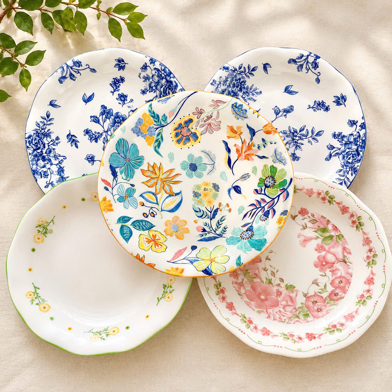 [60] Dĩa Sứ Tròn HÌNH HOA 8inch (V+)