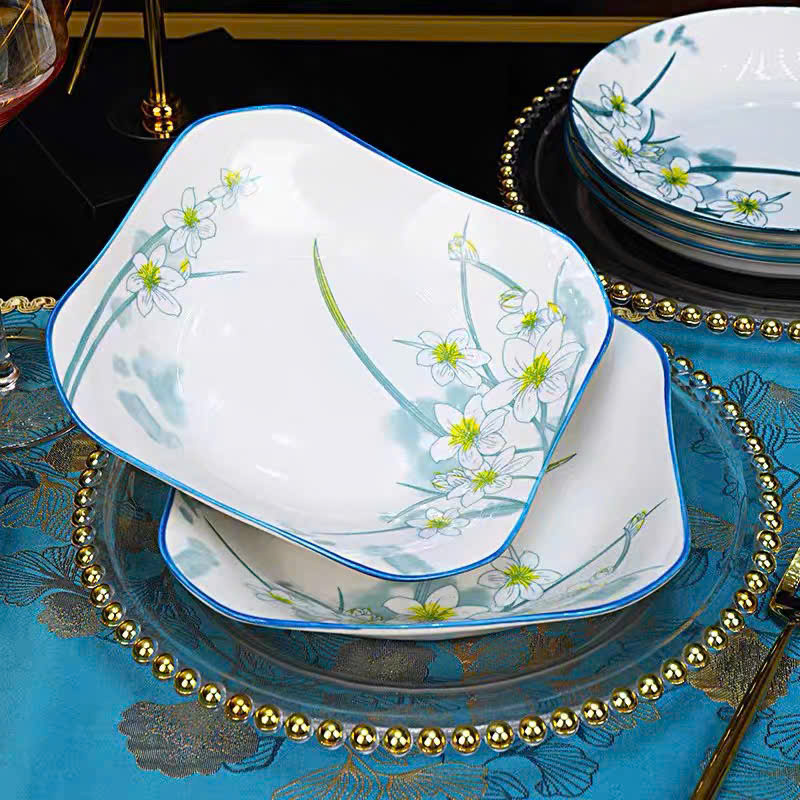 [60] Đĩa Sứ Vuông 8.5inch THỦY TIÊN