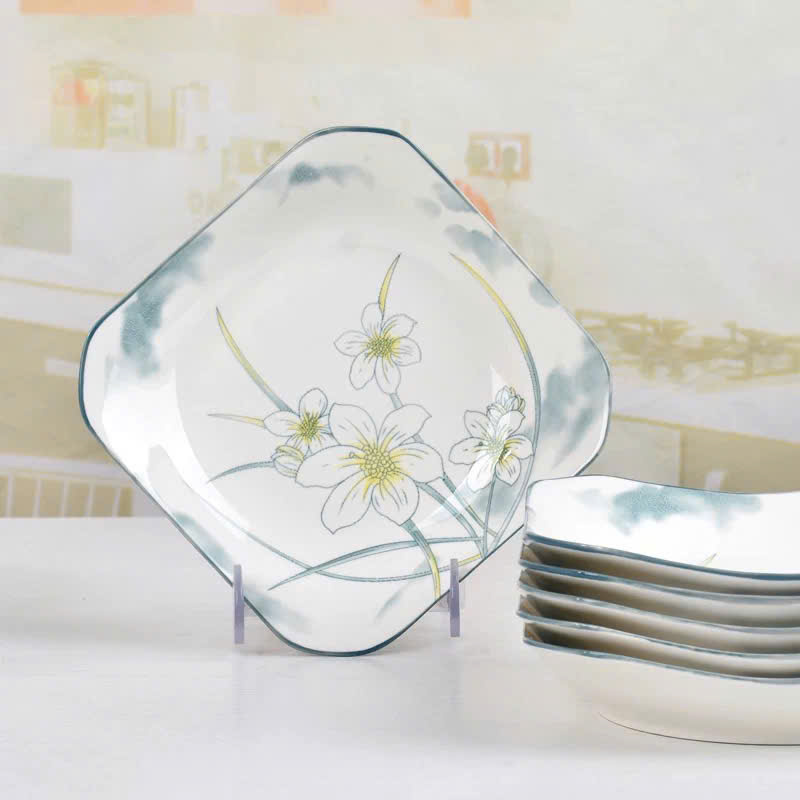 [60] Đĩa Sứ Vuông 8.5inch THỦY TIÊN