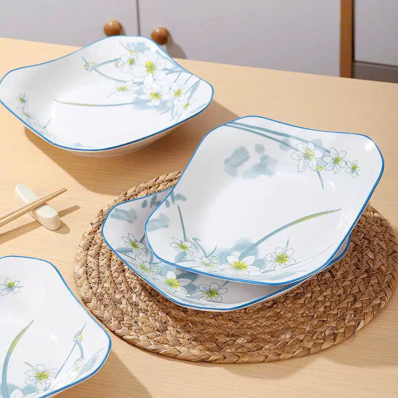 [60] Đĩa Sứ Vuông 8.5inch THỦY TIÊN