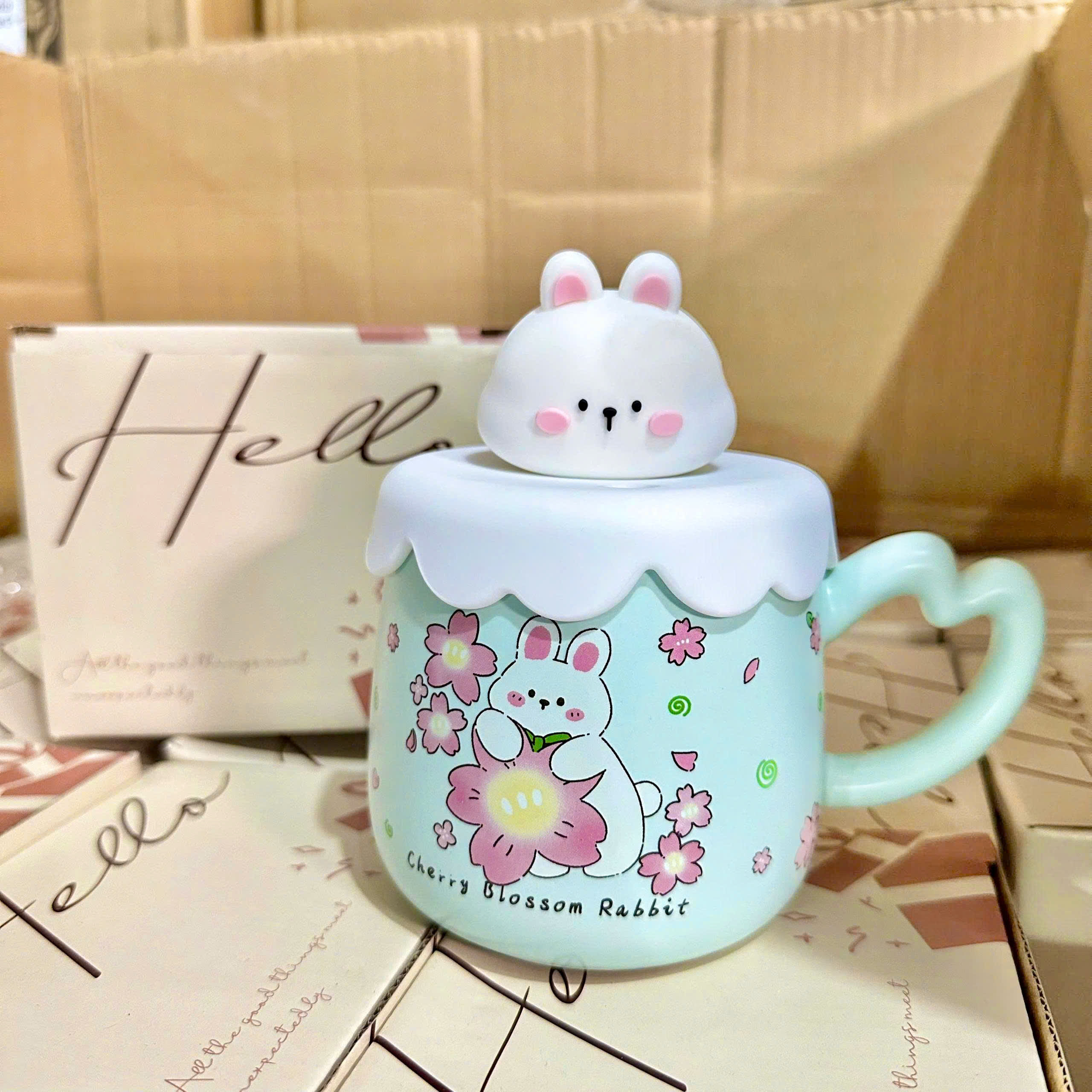 [60] Ly Sứ Có Nắp Charm GẤU Có Hộp (V+)