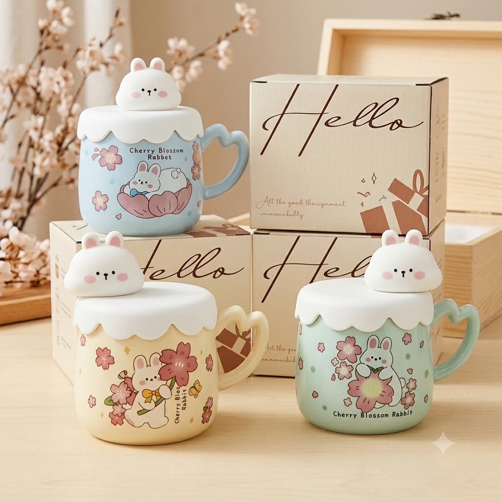 [60] Ly Sứ Có Nắp Charm GẤU Có Hộp (V+)