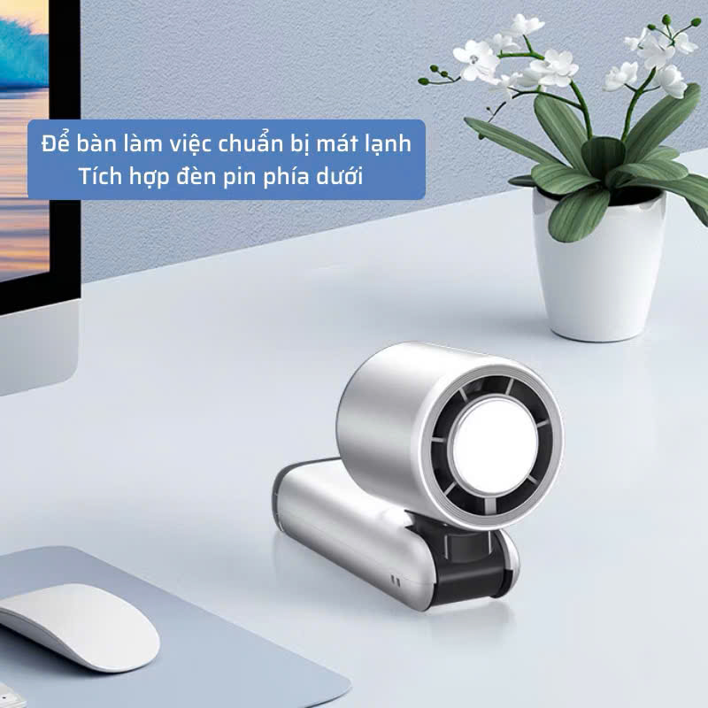 [60] Quạt Tích Điện Cầm Tay Sò Lạnh GẬP K801