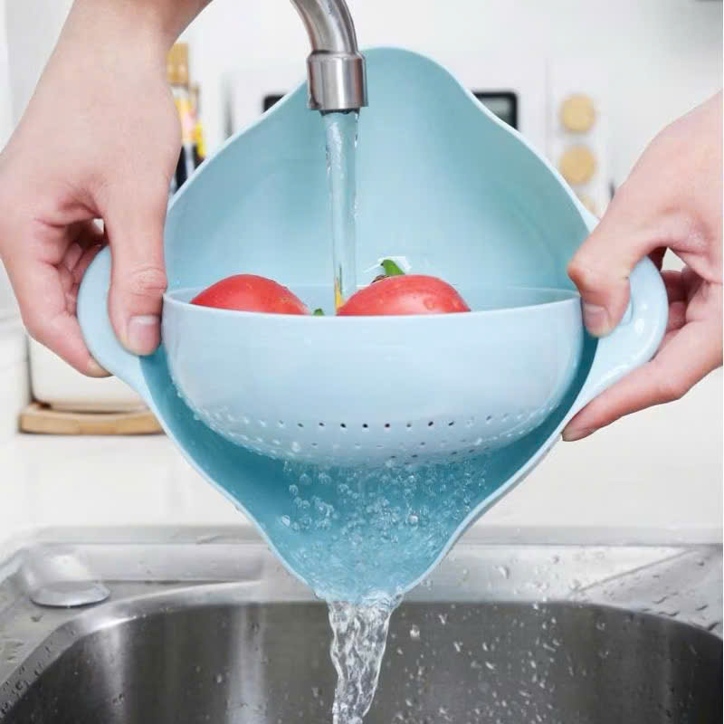 [60] Set Rổ Rửa Rau 2 Lớp Ráo Nước (V)