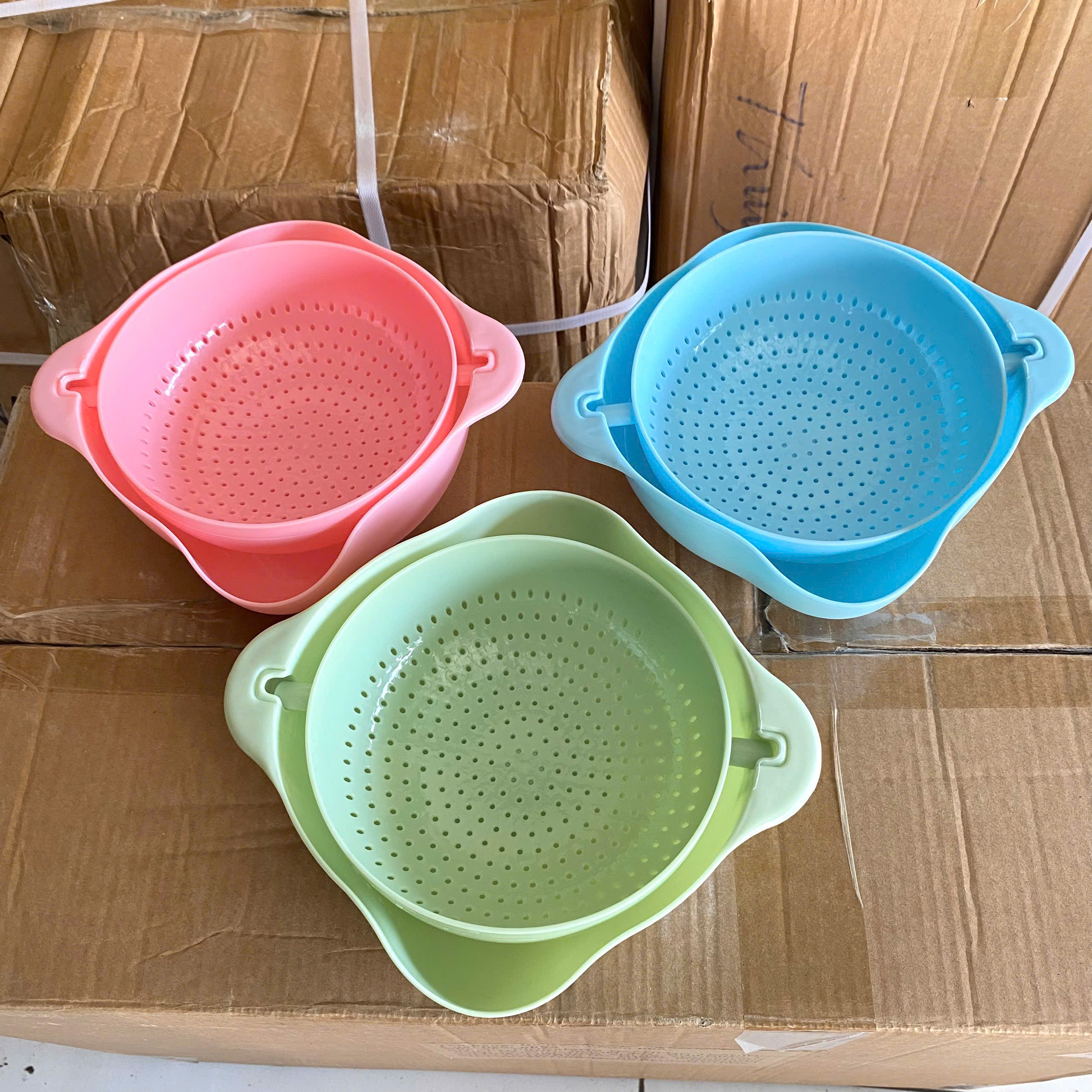 [60] Set Rổ Rửa Rau 2 Lớp Ráo Nước (V)