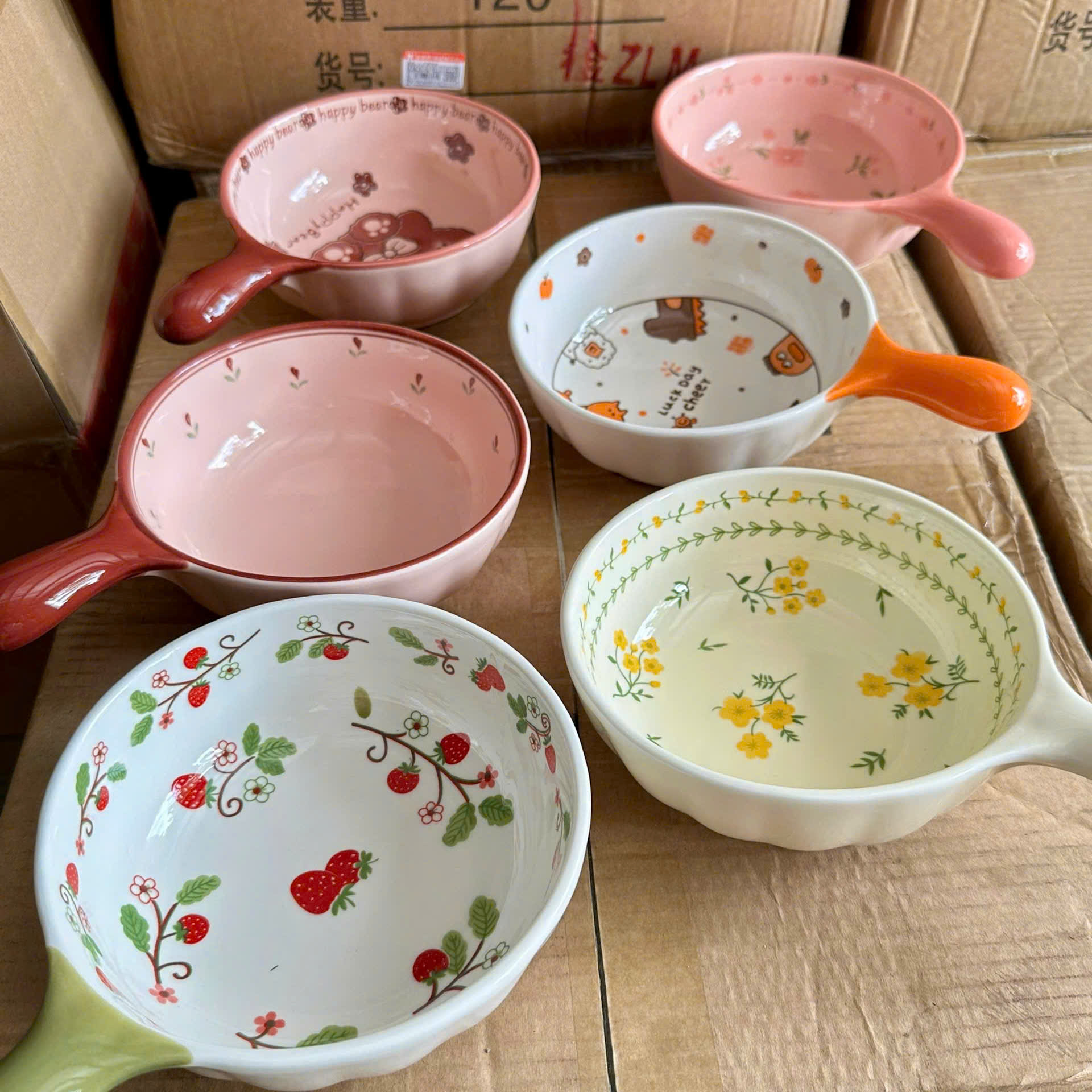 [60] Thố Sứ 8inch Có Tay Cầm MIX MẪU (V+)