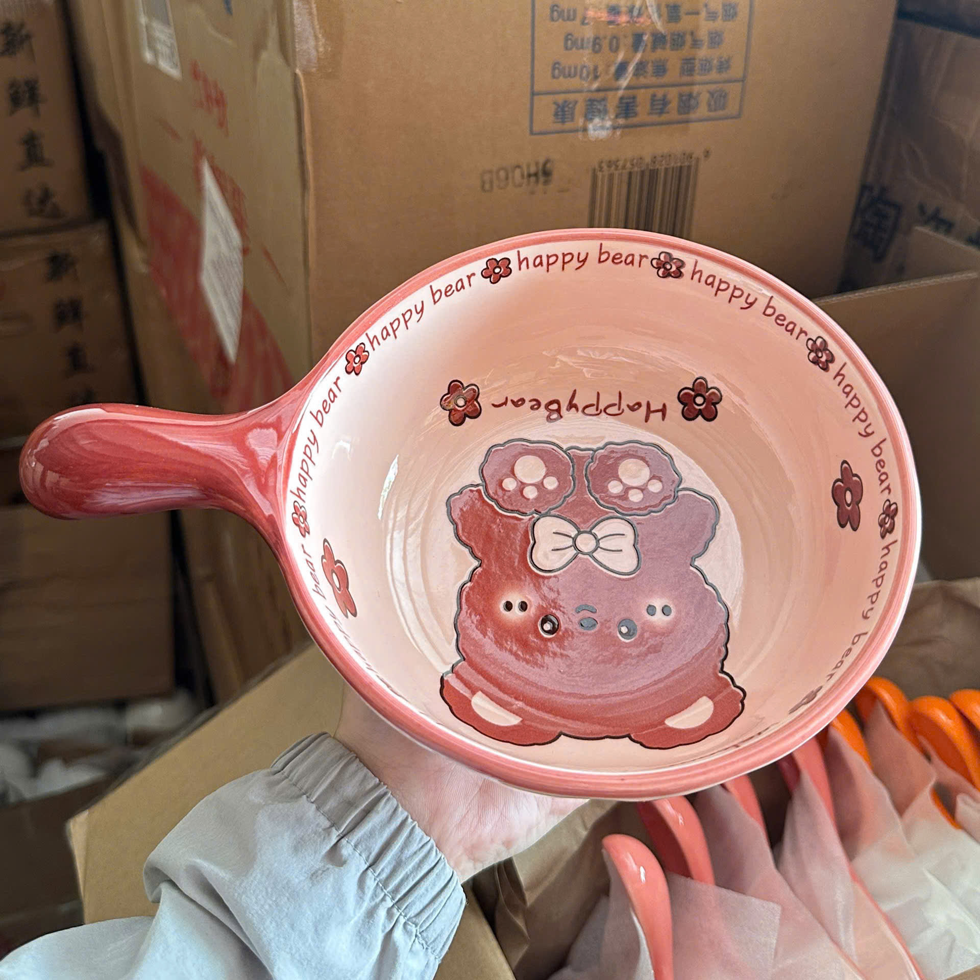 [60] Thố Sứ 8inch Có Tay Cầm MIX MẪU (V+)