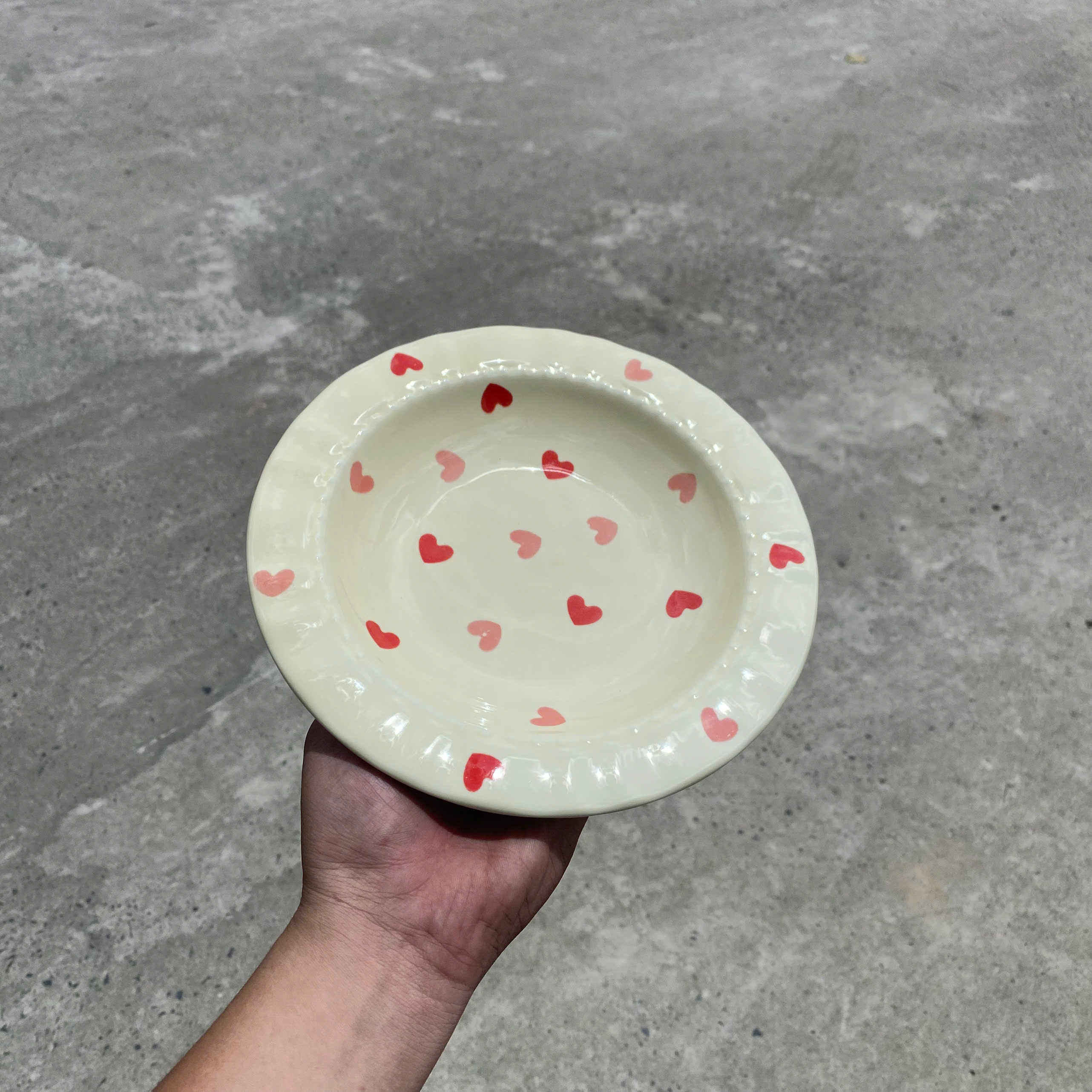 [62] Dĩa Sứ Tròn CHẤM BI 8.5inch (V+)