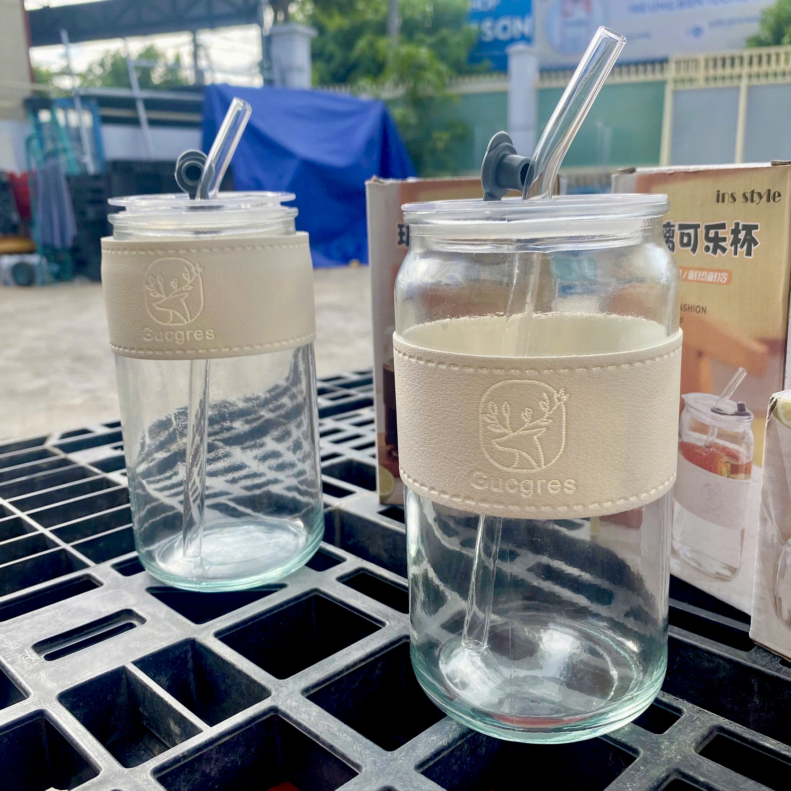 [70] Ly Thủy Tinh Hình Trụ Có Nắp 500ml (V)
