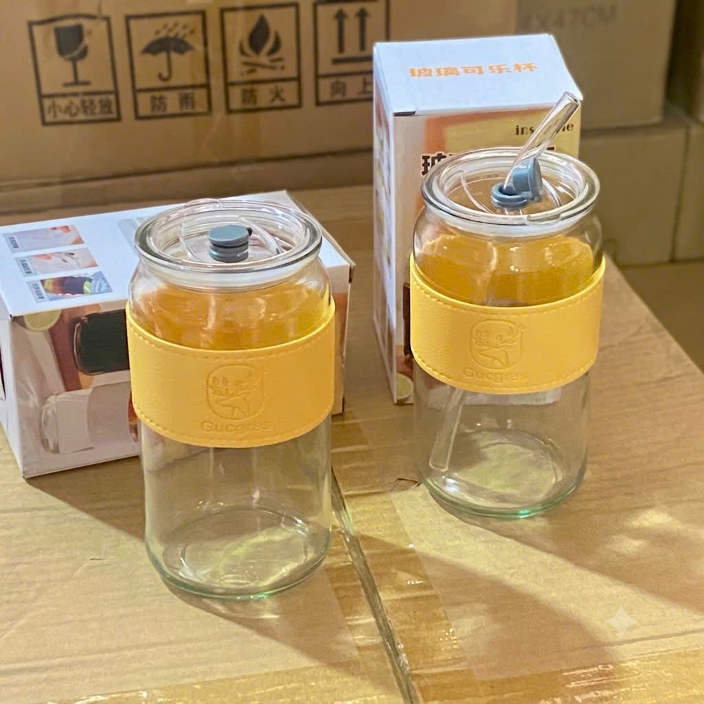 [70] Ly Thủy Tinh Hình Trụ Có Nắp 500ml (V)