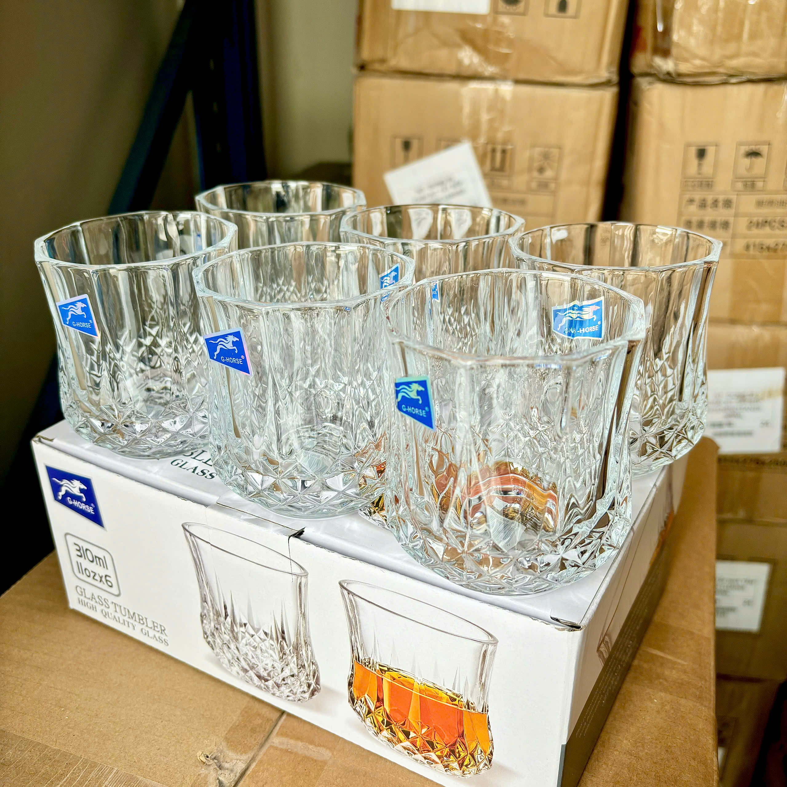 [8] Set 6 Ly Thủy Tinh 310ml G-Horse BM8707-11 (V)