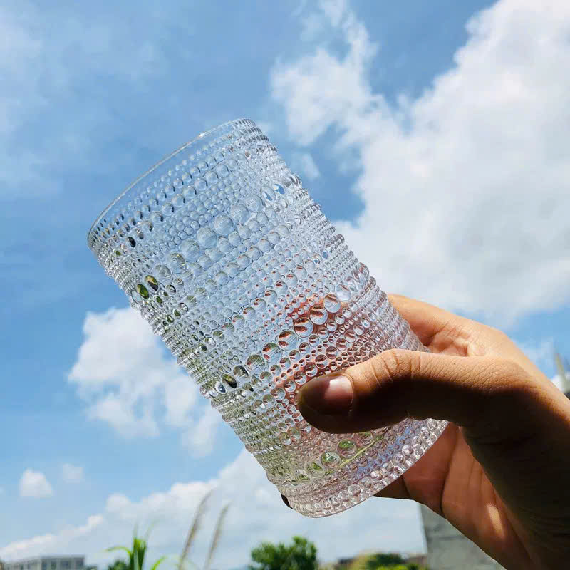 [8] Set 6 Ly Thủy Tinh Hoa Văn Chấm Bi Cao QYZD12779