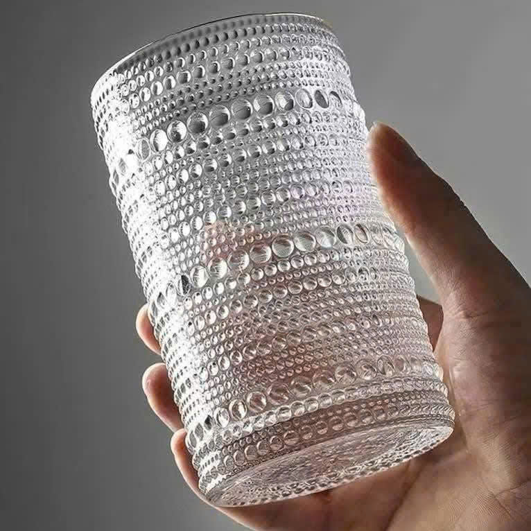 [8] Set 6 Ly Thủy Tinh Hoa Văn Chấm Bi Cao QYZD12779