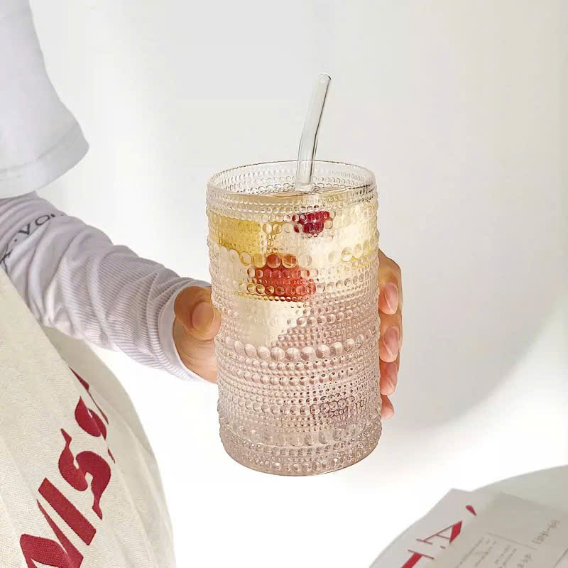 [8] Set 6 Ly Thủy Tinh Hoa Văn Chấm Bi Cao QYZD12779