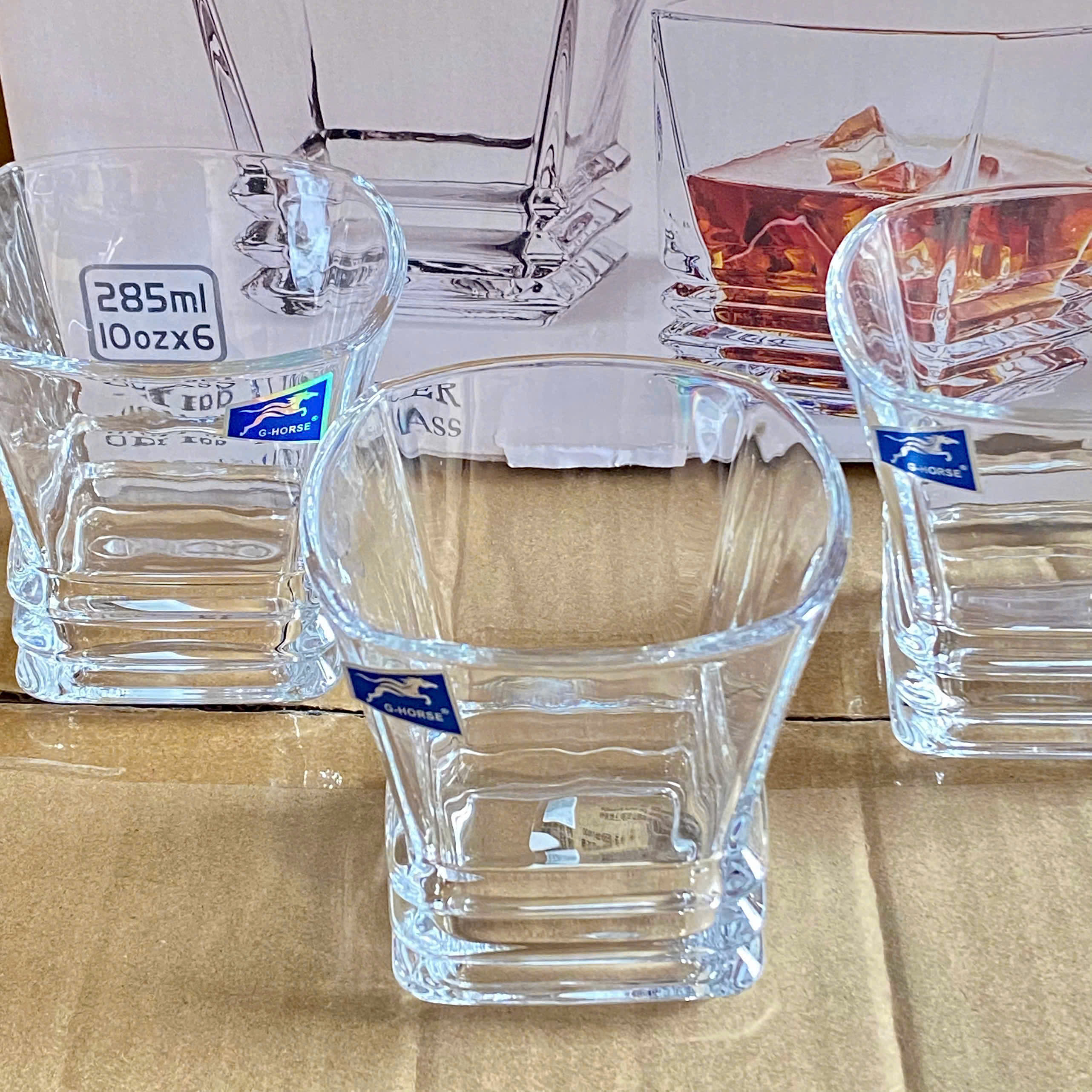 [8] Set 6 Ly Thủy Tinh Vuông 285ml G-Horse BM81810TT (V)