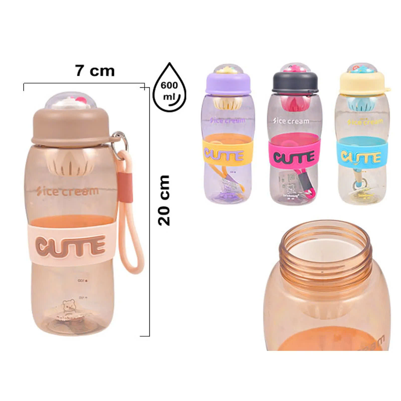 [80] Bình Nước Nhựa CUTE Có Dây Xách Cho Bé 500ml