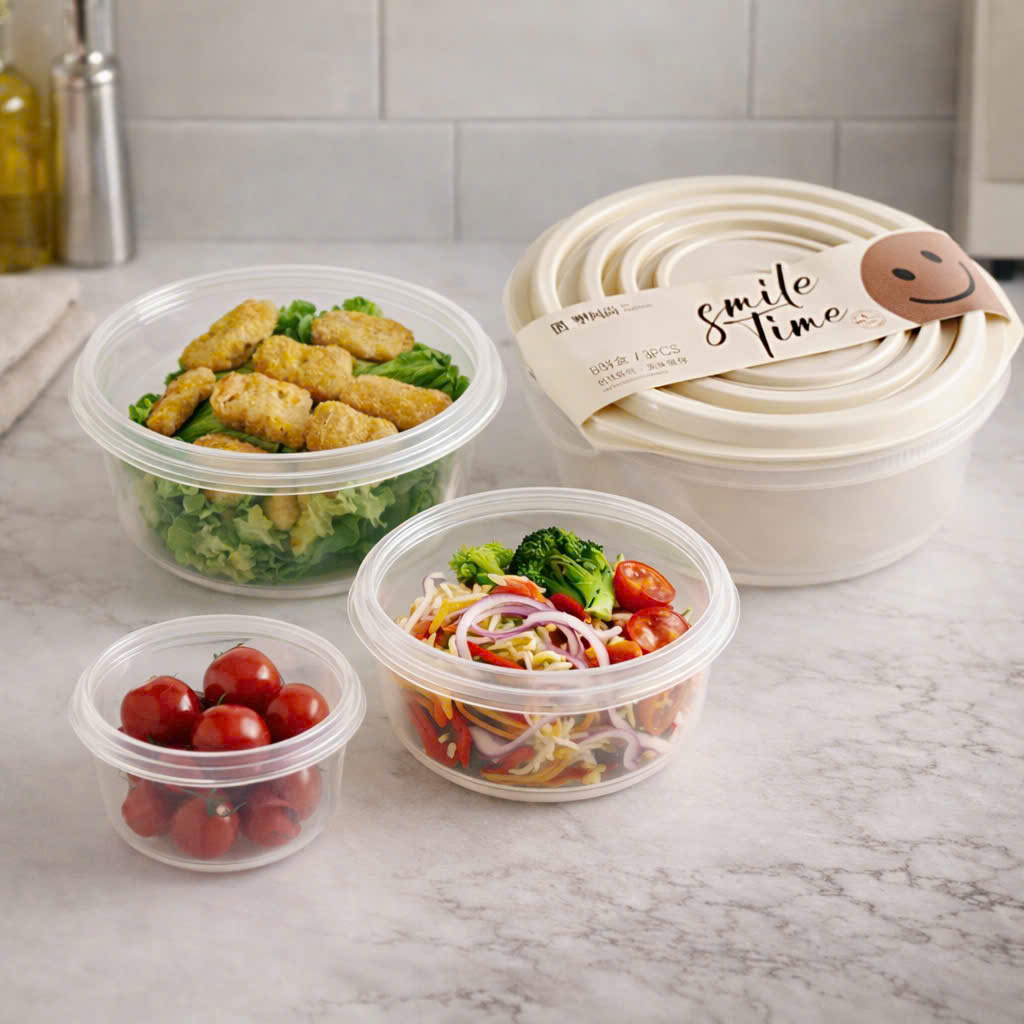 [80] Set 3 Hộp Đựng Thực Phẩm Tròn SMILE