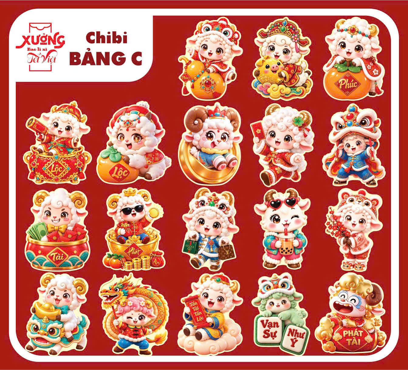 [900] Set 10 Bao Lì Xì Chibi ĐINH MÙI 2027