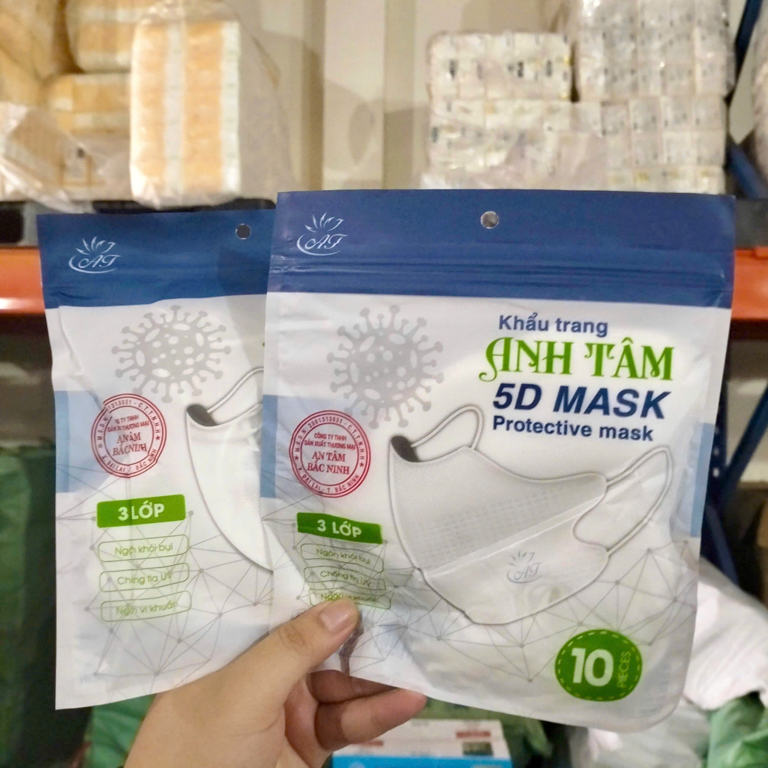[-] Hộp 100c Khẩu Trang 5D Anh Tâm TRẮNG