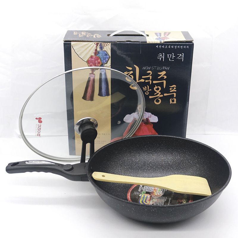 [10] Chảo Đá Sâu Lòng 32cm Kèm Nắp Muỗng - KHÔNG HỘP