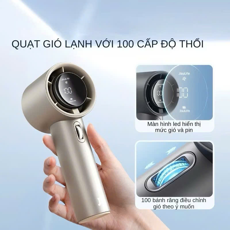 [100] Quạt tích điện cầm tay  GS5 (XÁM)