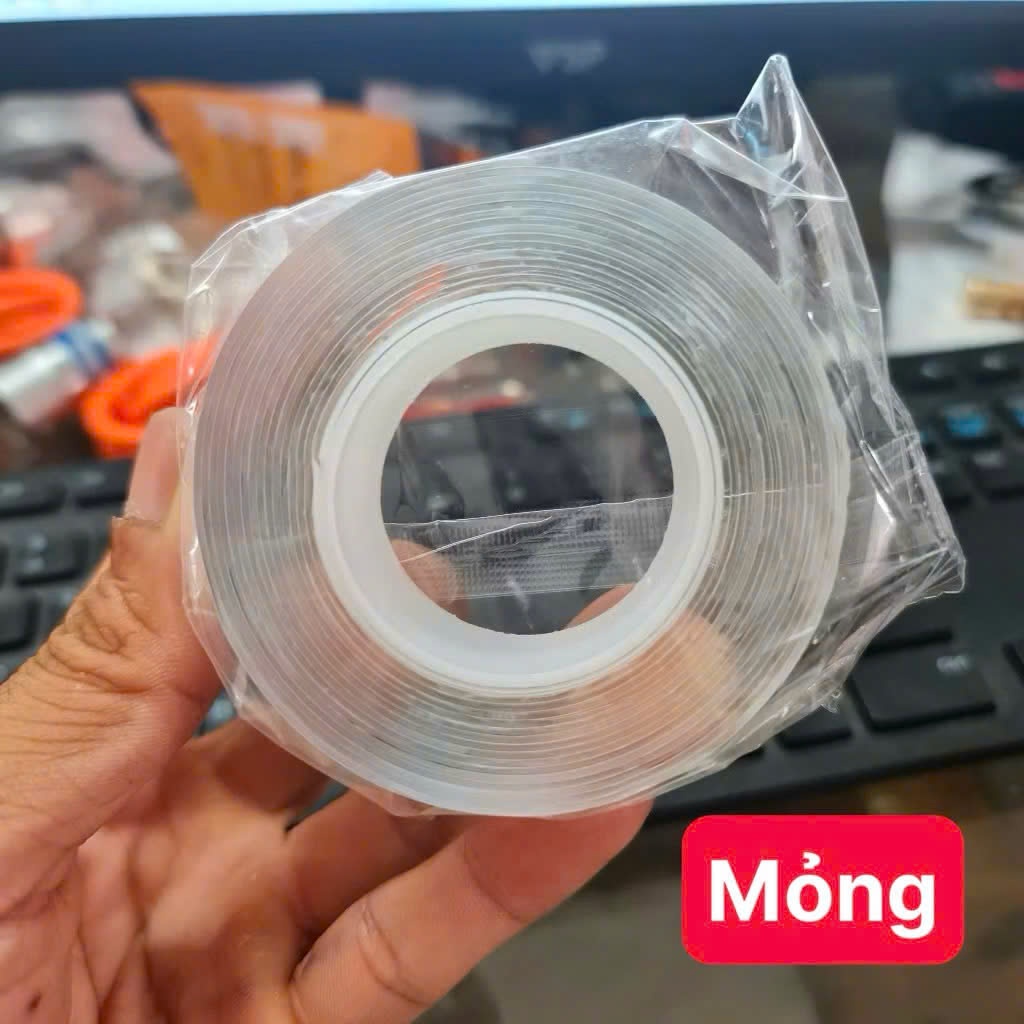 [200] Băng Keo 2 Mặt Siêu Dính - Dài 5M - LOẠI MỎNG