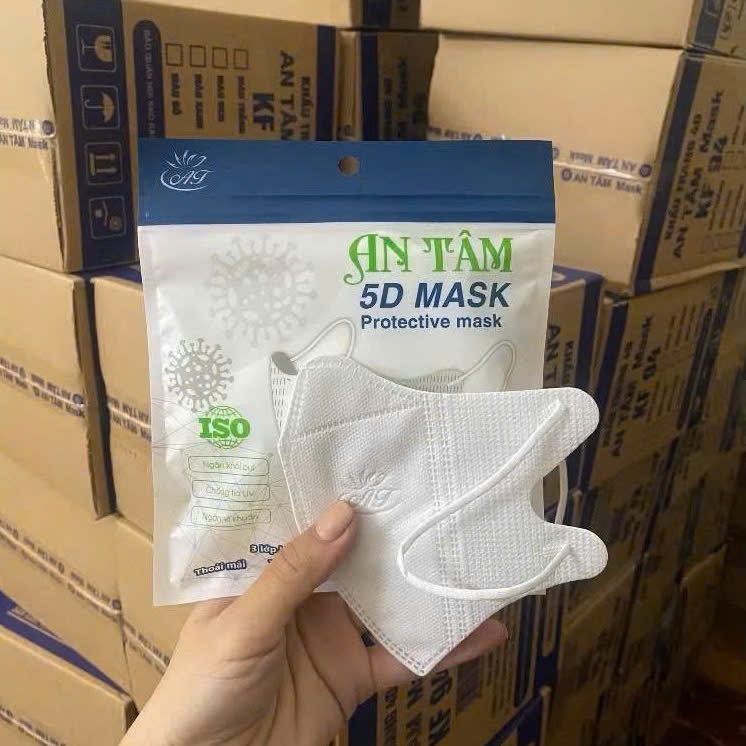 [-] Hộp 100c Khẩu Trang 5D An Tâm - TRẮNG
