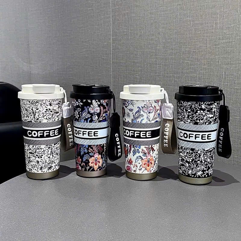 [50] Ly giữ nhiệt Coffee hoạ tiết HOA