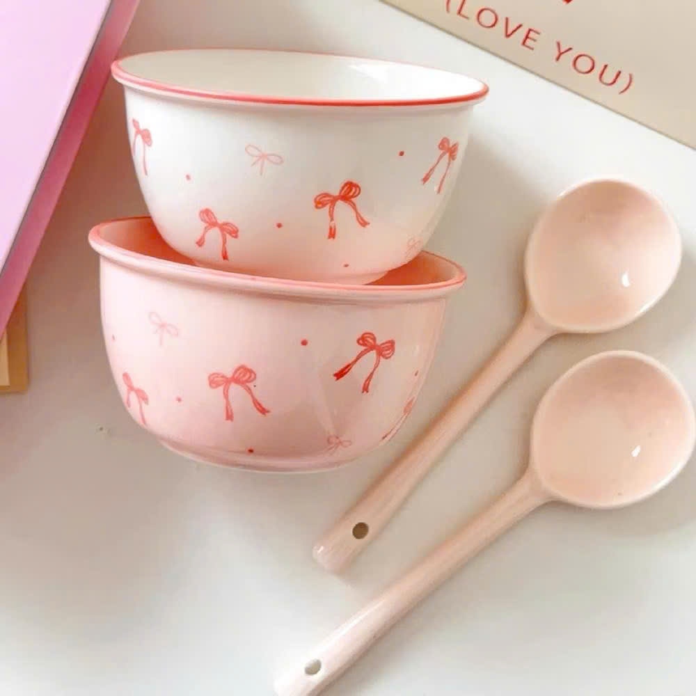 [40] Set 2 chén sứ Hình nơ