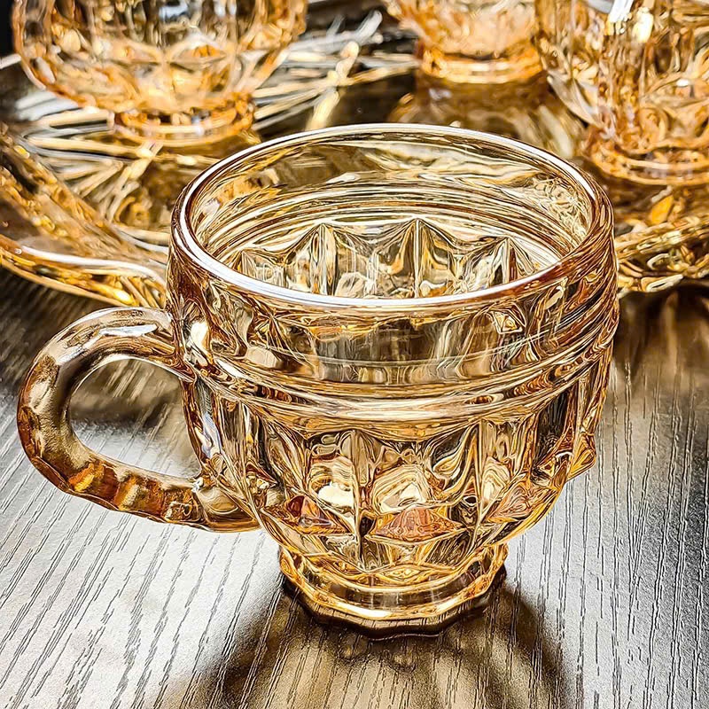[12] Bộ 6 ly thuỷ tinh vàng trà 210ml ZB45A