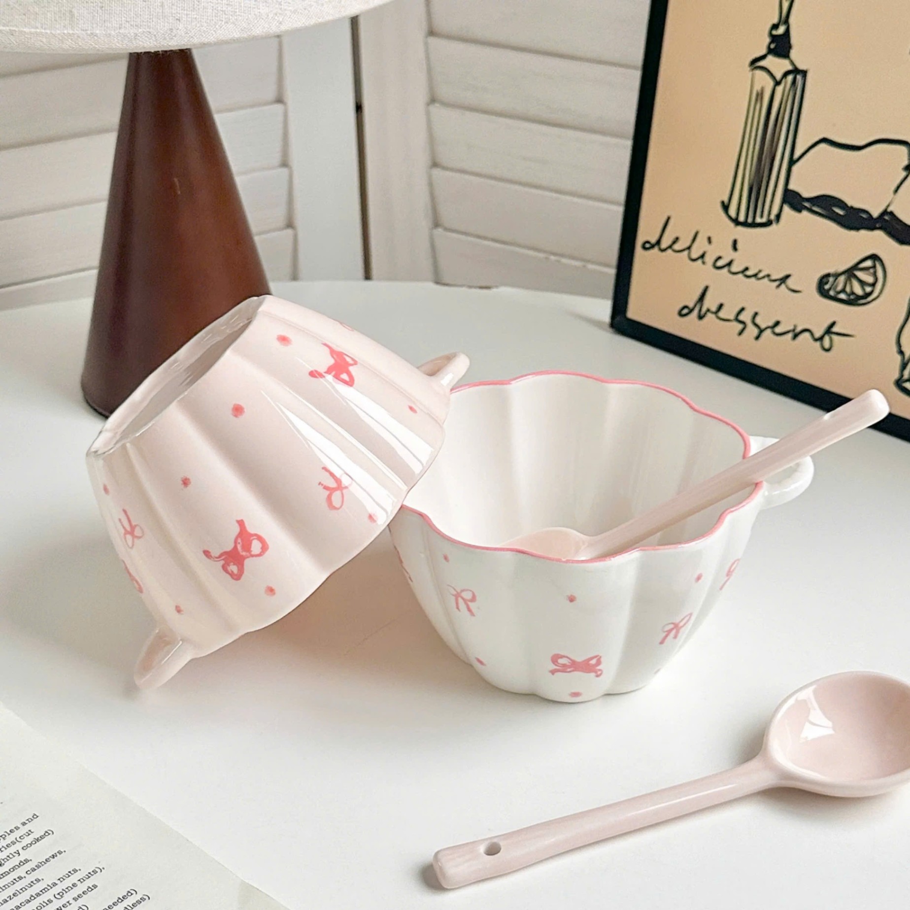 [80] Bộ chén sứ size 6.5 HÌNH NƠ (kèm hộp quà)