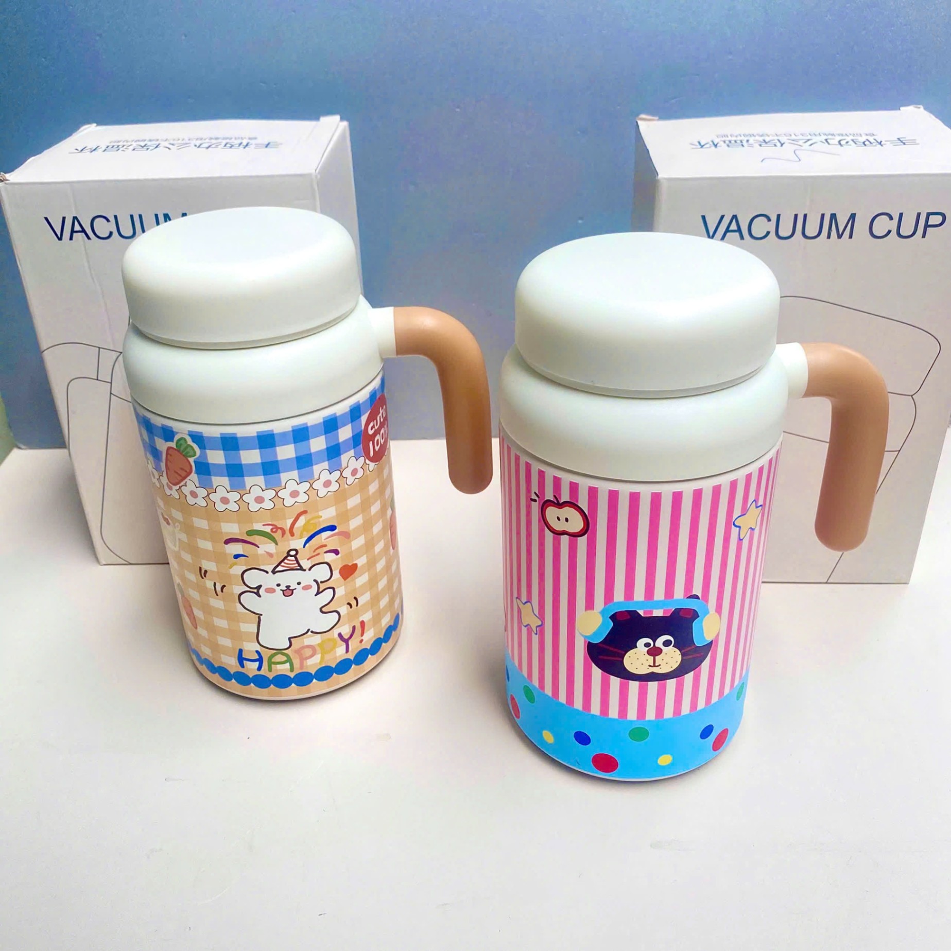 [50] Ly giữ nhiệt 1000ml hoạt hình có tay cầm