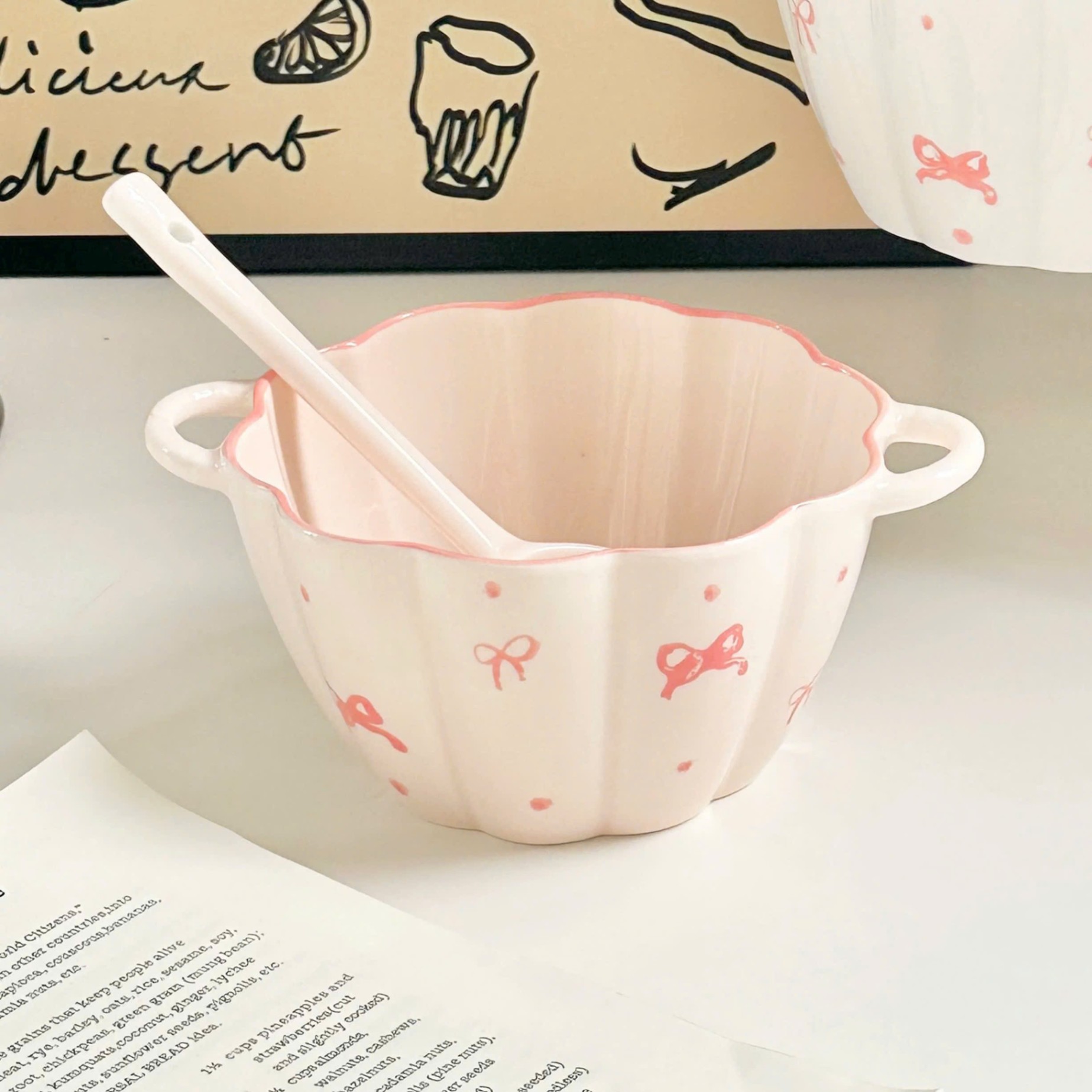 [80] Bộ chén sứ size 6.5 HÌNH NƠ (kèm hộp quà)