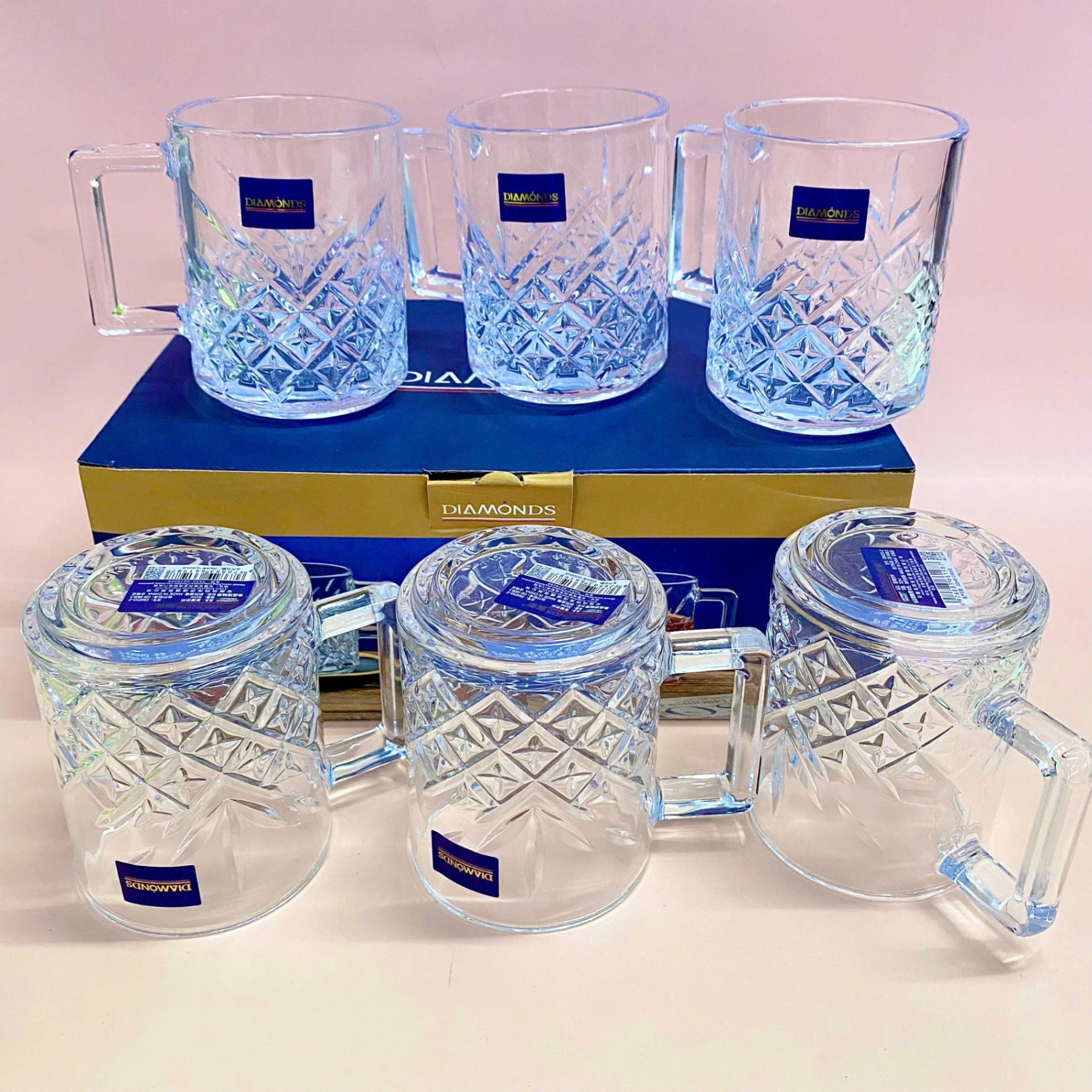 [8] Bộ 6 ly thuỷ tinh có quai 300ml DM253-2