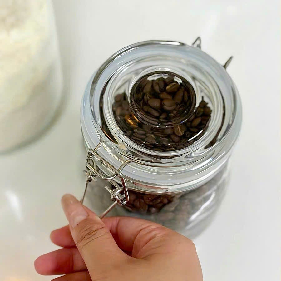 [24] Hũ Thuỷ Tinh Tròn Nắp Cài 950ml - 6504