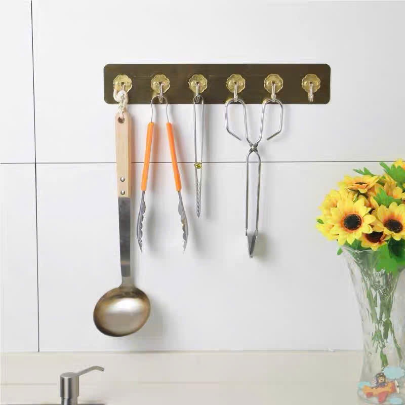 [340] Dính Tường Nhôm 6 Móc Inox