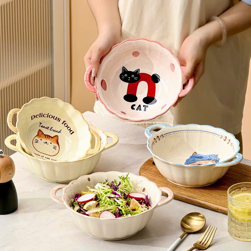 [72] Tô sứ tròn hoạt hình có quai 8 inch