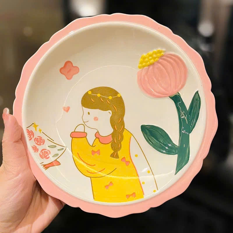 [40] Dĩa Sứ Tròn 8inch 3D