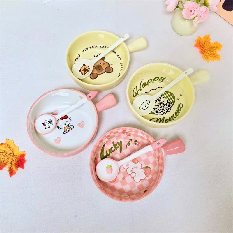 [48] Thố Sứ 8inch Có Tay Cầm HÌNH THÚ (ngẫu nhiên)